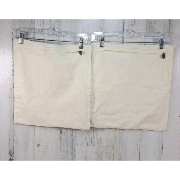 Two Pier 1 Embroidered Floral Throw Accent Pillow Covers Natural Tan Silver 16" - Picture 7 of 10